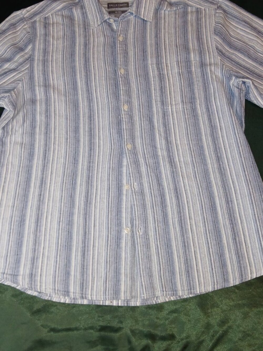 Falls Creek Men's Striped Short Sleeve Button-Down Shirt – XL